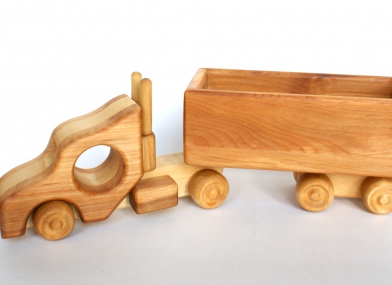 машинка трейлер - деревнянная игрушка